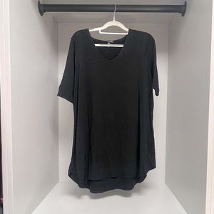 Eileen Fisher Womens XL Black Vneck Tee Shirt Short Sleeve 100% Cotton